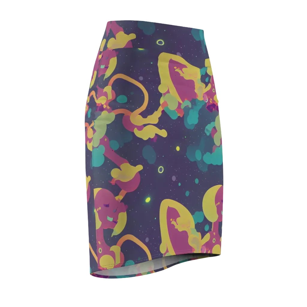 Cosmic Playroom on Pencil Skirt — Front Side