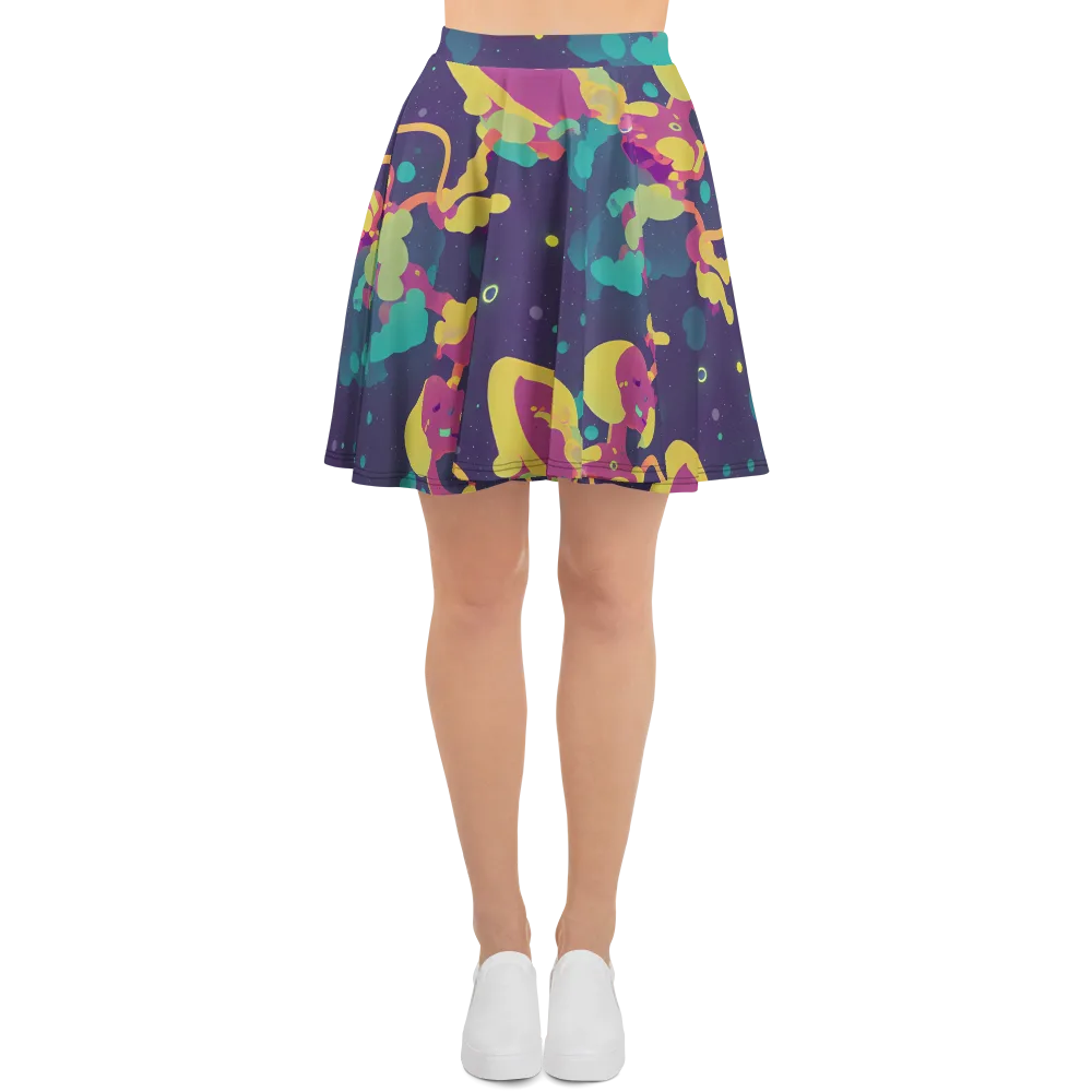 Cosmic Playroom on Skater Skirt — Front