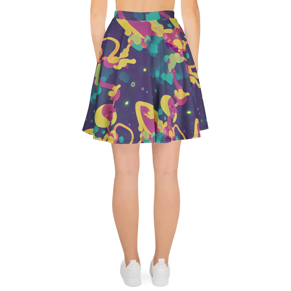 Cosmic Playroom on Skater Skirt — Back