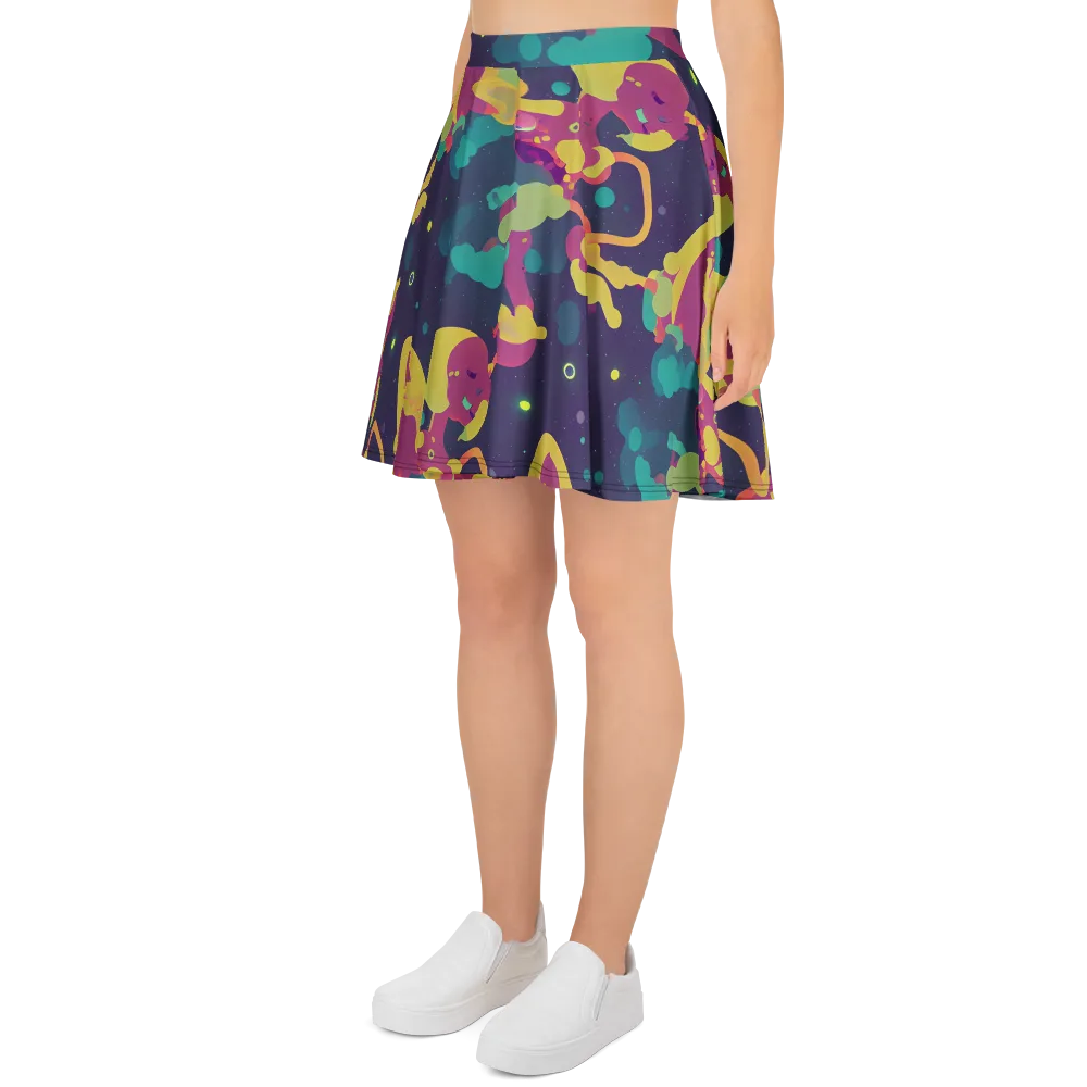 Cosmic Playroom on Skater Skirt — Left