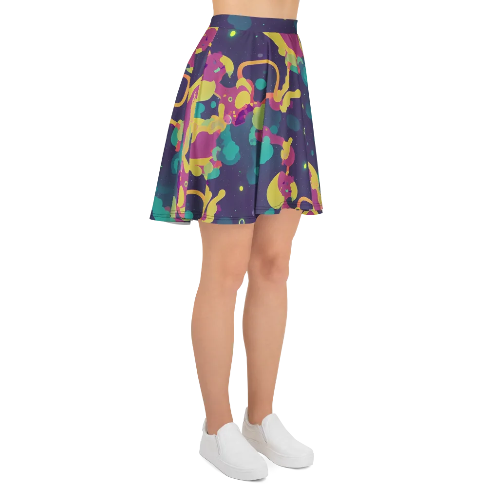 Cosmic Playroom on Skater Skirt — Right
