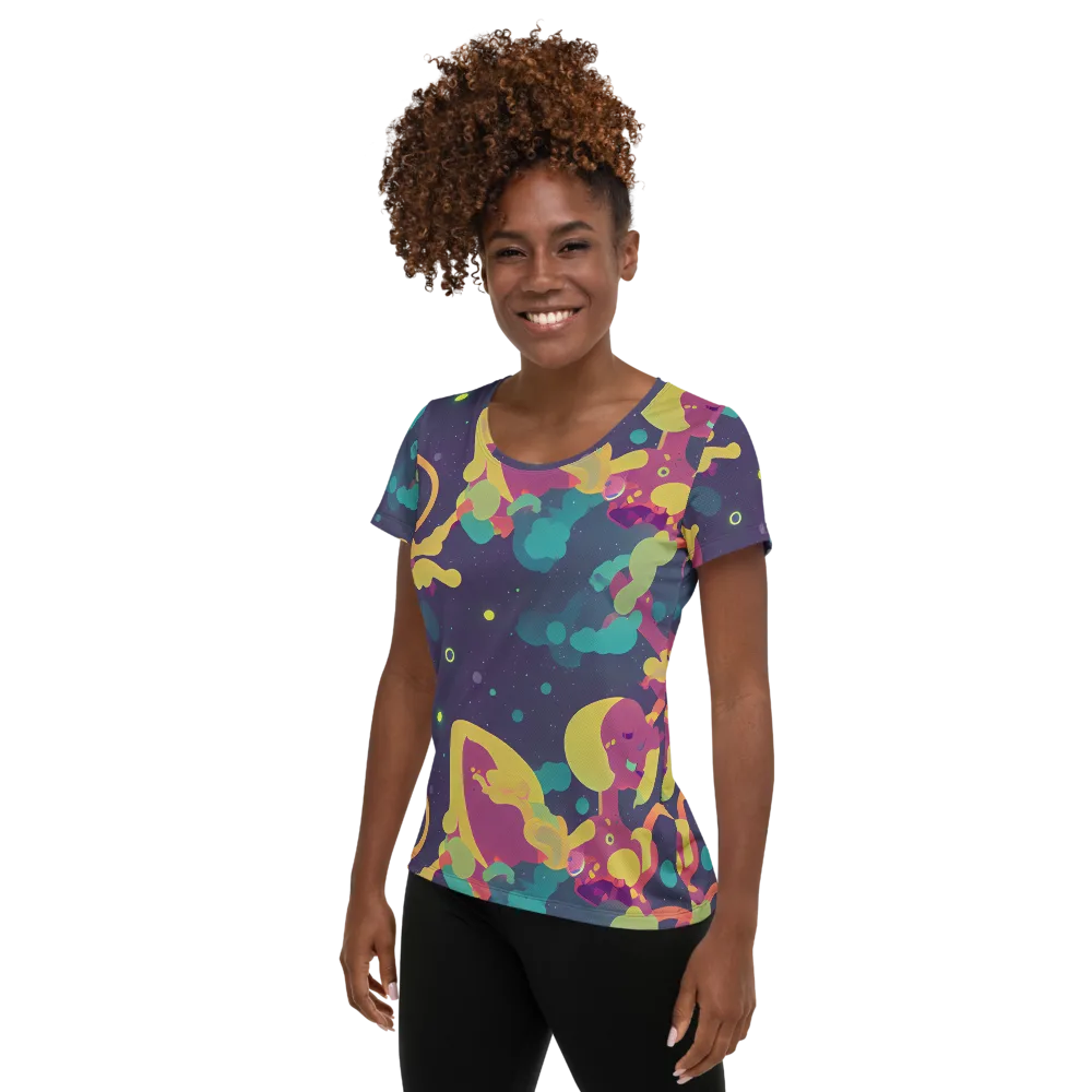 Cosmic Playroom on Women's Athletic T-Shirt — Left