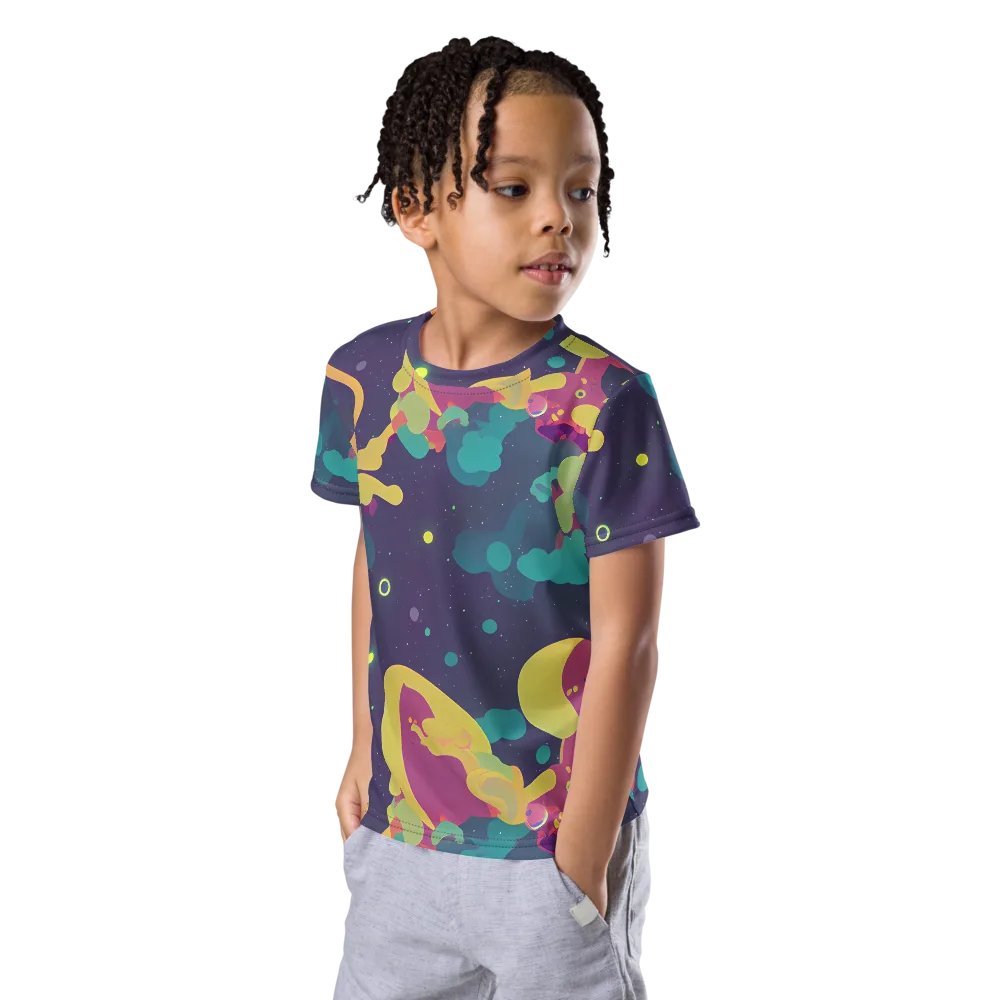 Cosmic Playroom on Kids Crew Neck T-Shirt — Left Front