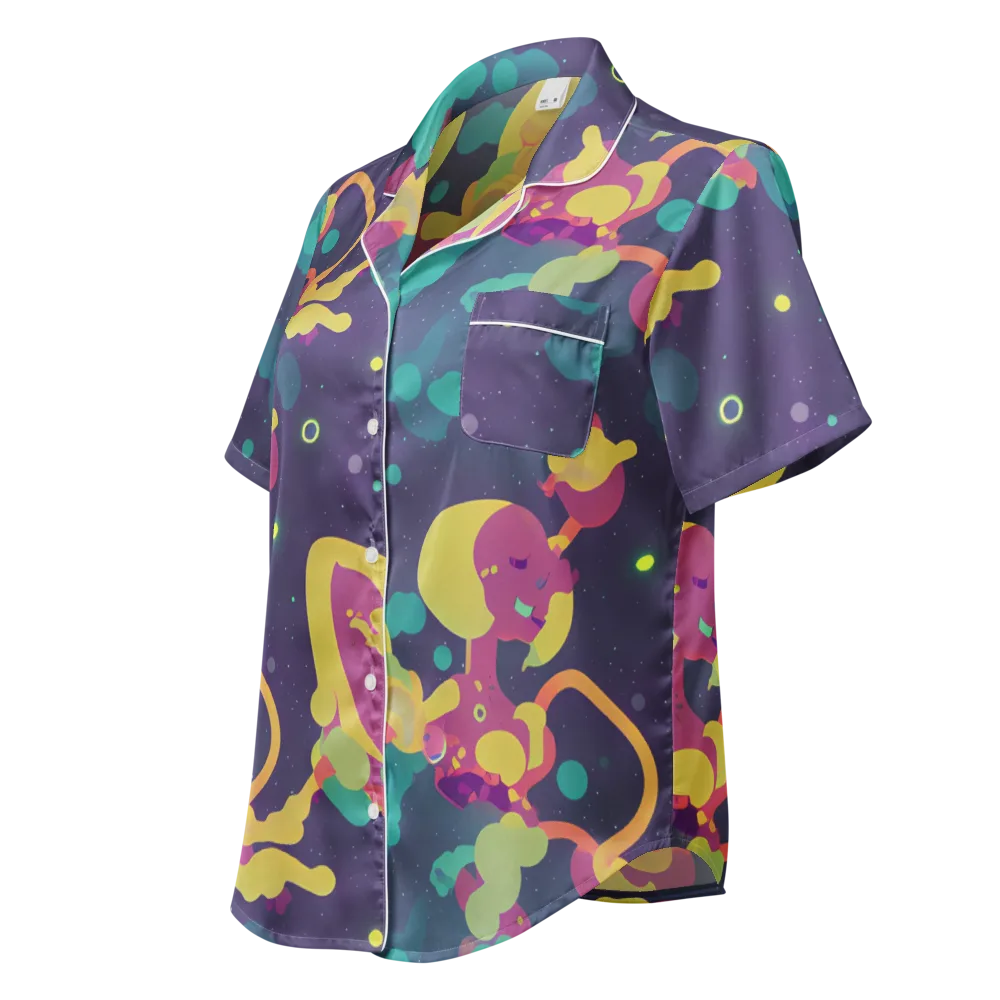 Cosmic Playroom on Women's Short Sleeve Pajama Top — Left Front