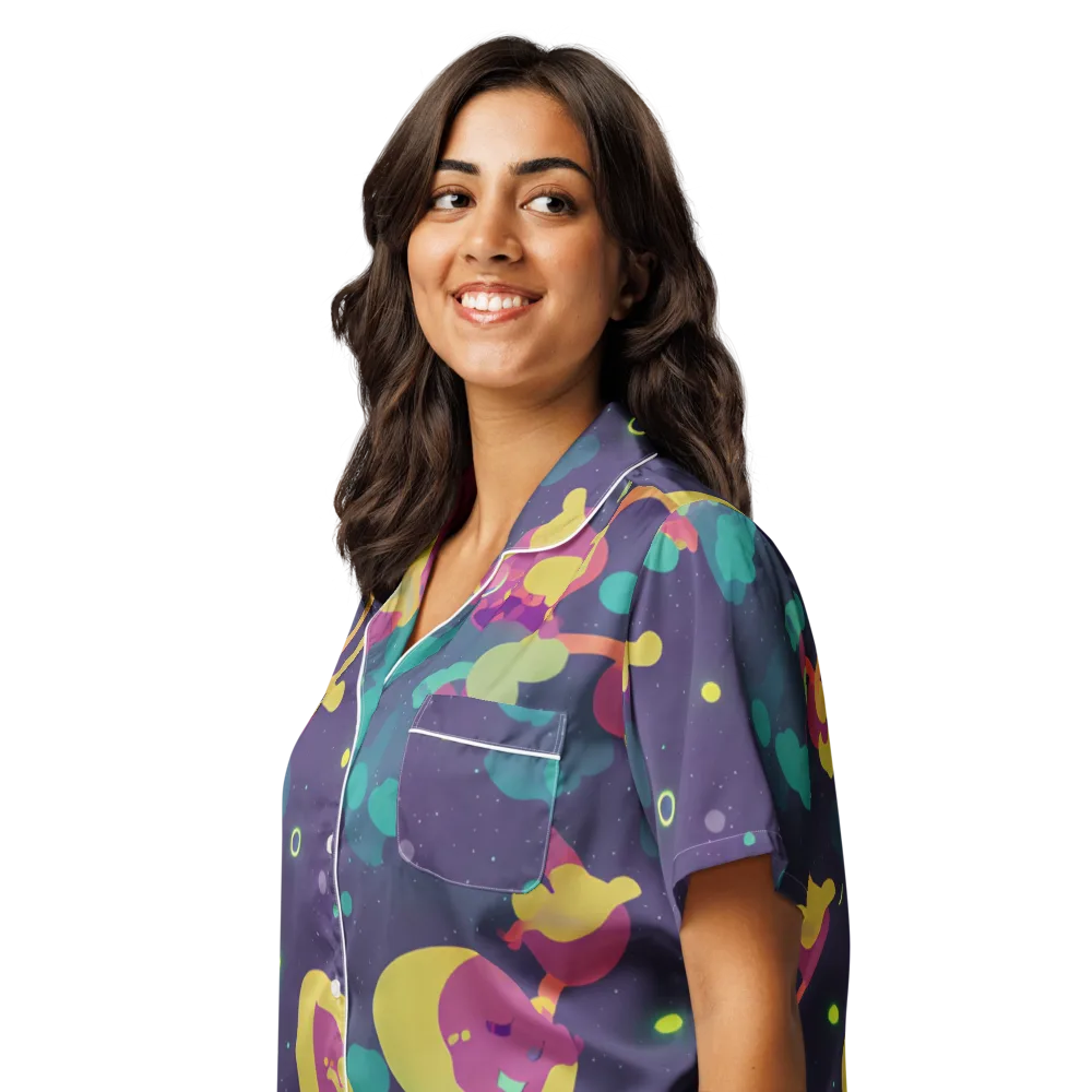 Cosmic Playroom on Women's Short Sleeve Pajama Top — Left Front