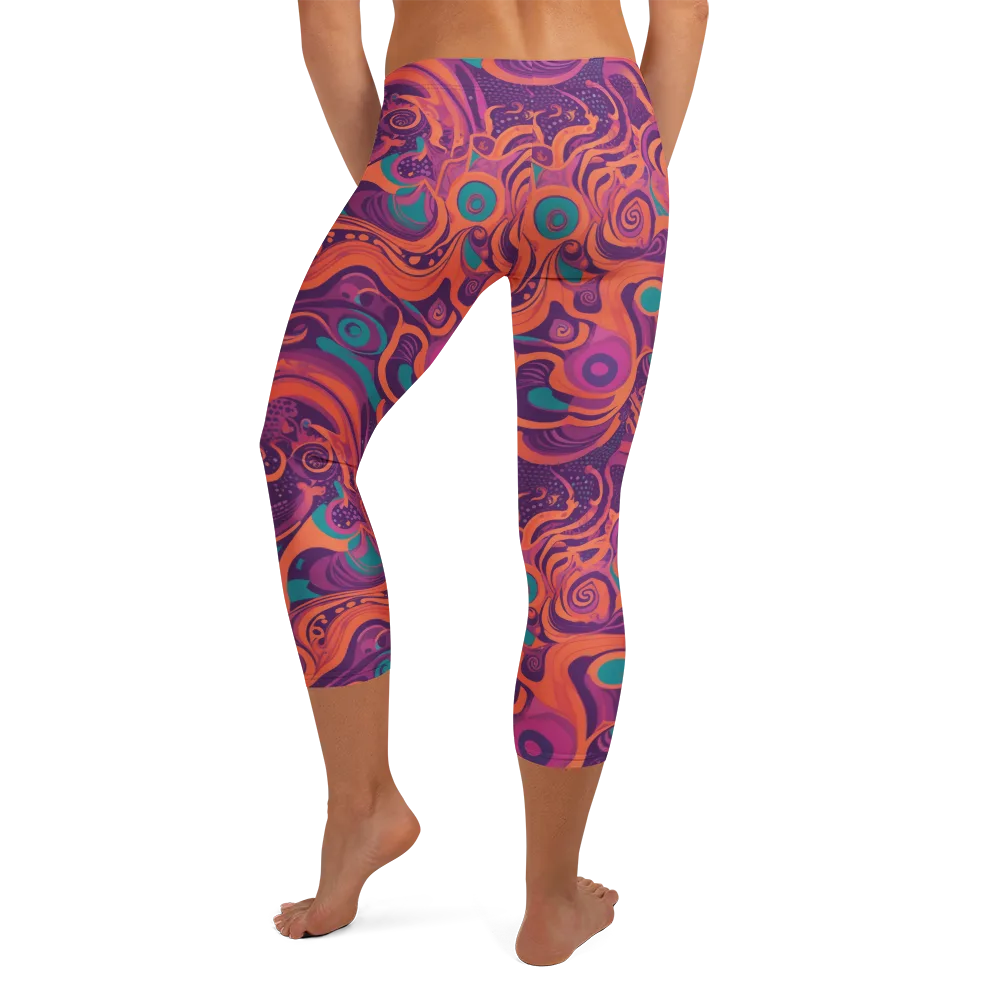 Psychedelic Paisley on Capri Leggings — Back