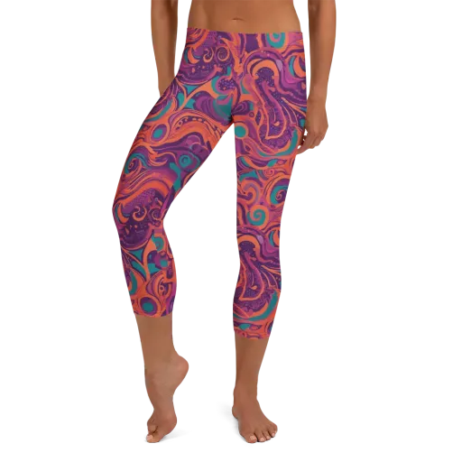 Psychedelic Paisley on a Capri Leggings