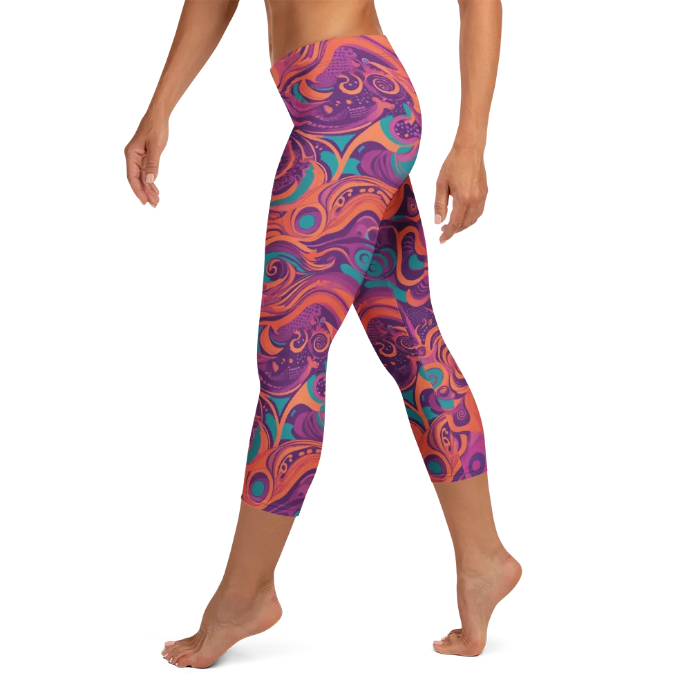 Psychedelic Paisley on Capri Leggings — Left
