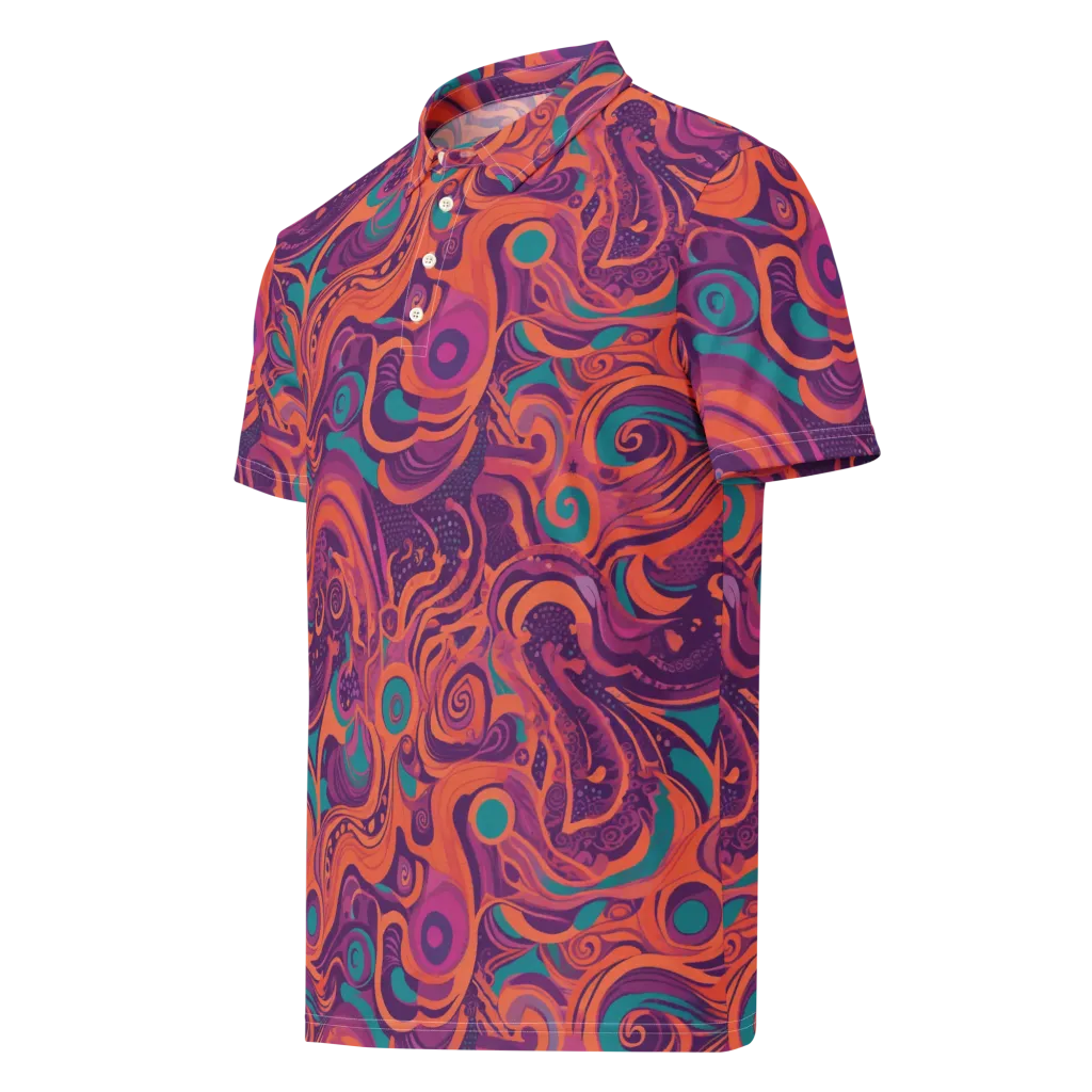 Psychedelic Paisley on Men's Slim Fit Polo Shirt — Left Front