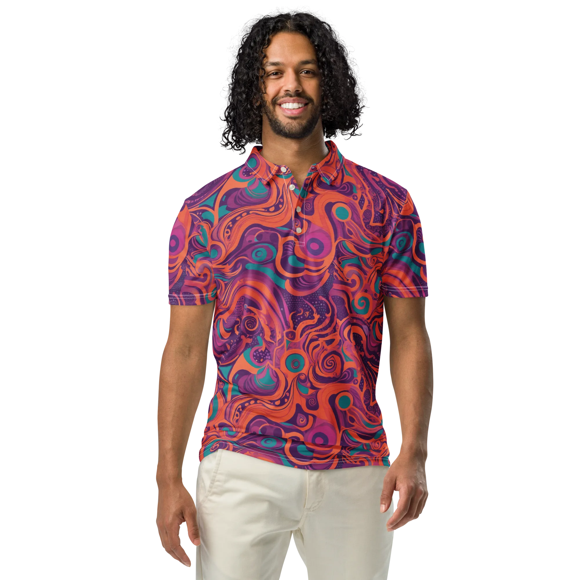 Psychedelic Paisley on Men's Slim Fit Polo Shirt — Front