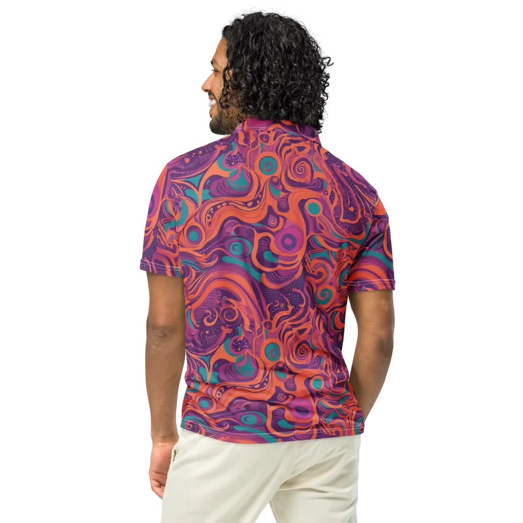 Psychedelic Paisley on Men's Slim Fit Polo Shirt — Back