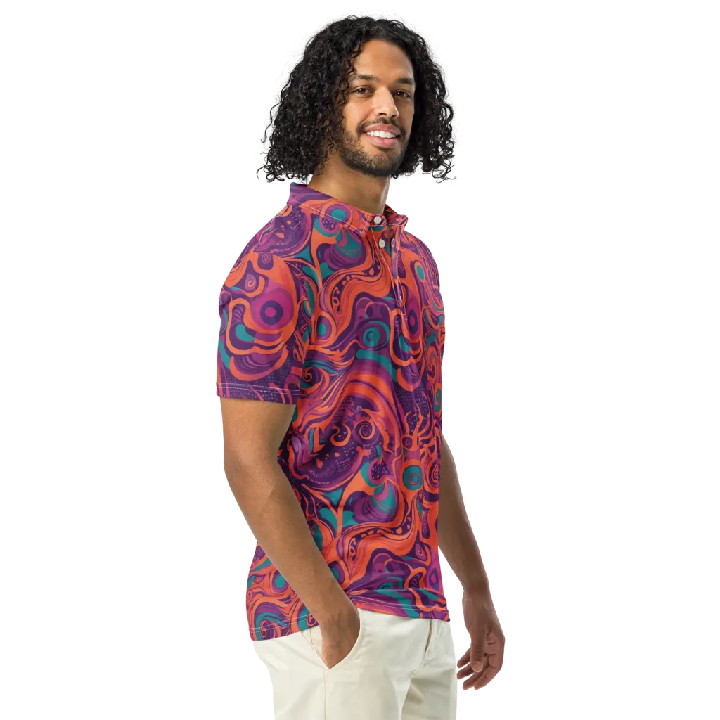 Psychedelic Paisley on Men's Slim Fit Polo Shirt — Right Front