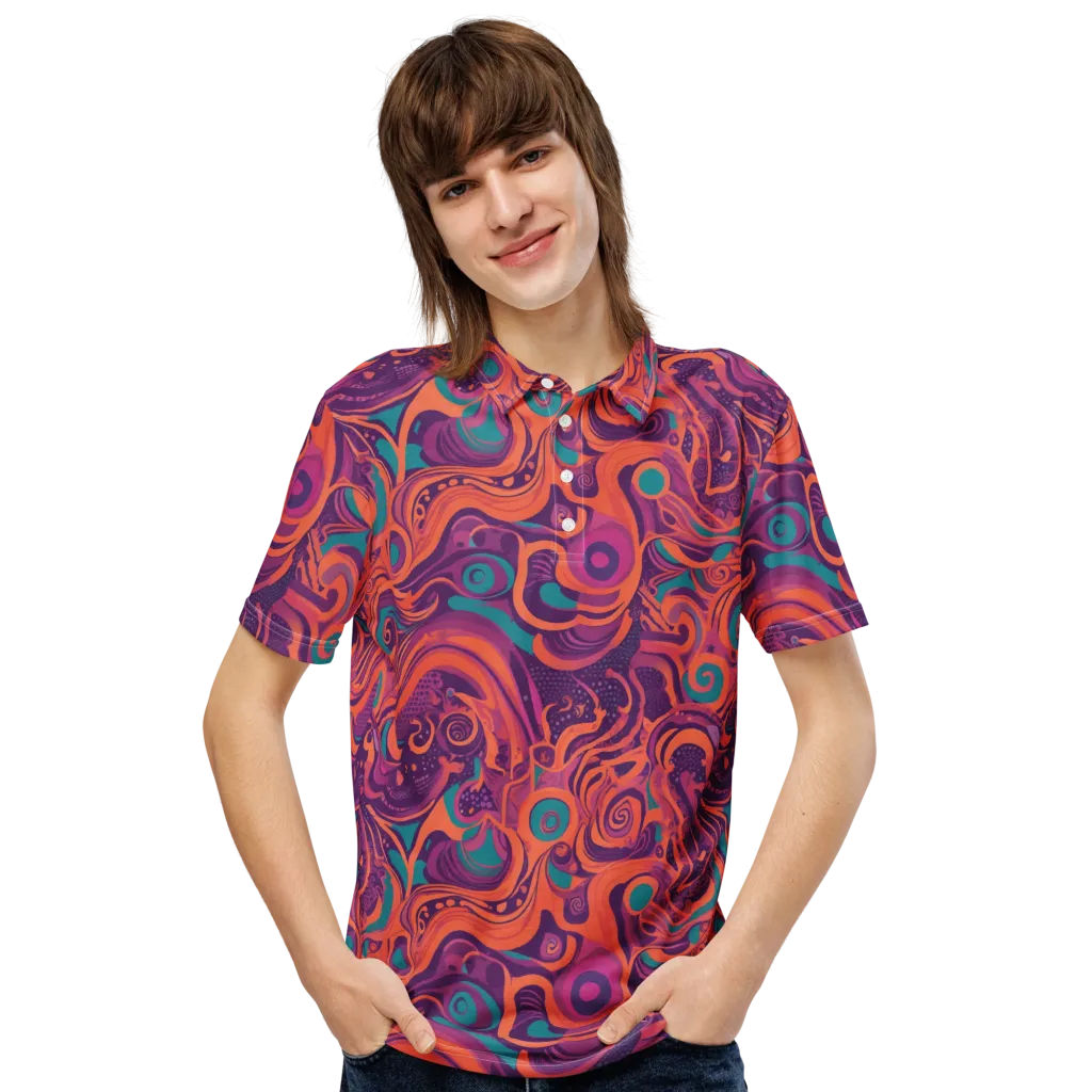 Psychedelic Paisley on Men's Slim Fit Polo Shirt — Front