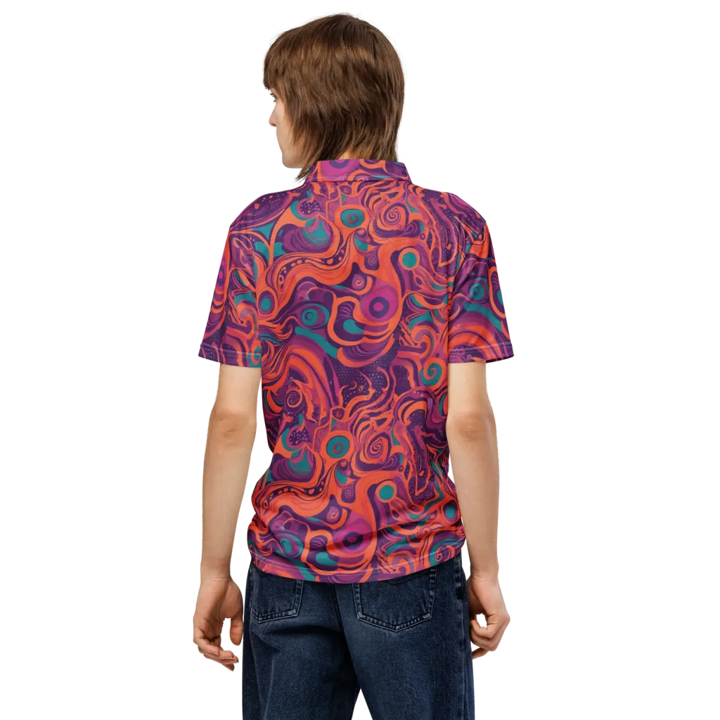 Psychedelic Paisley on Men's Slim Fit Polo Shirt — Back