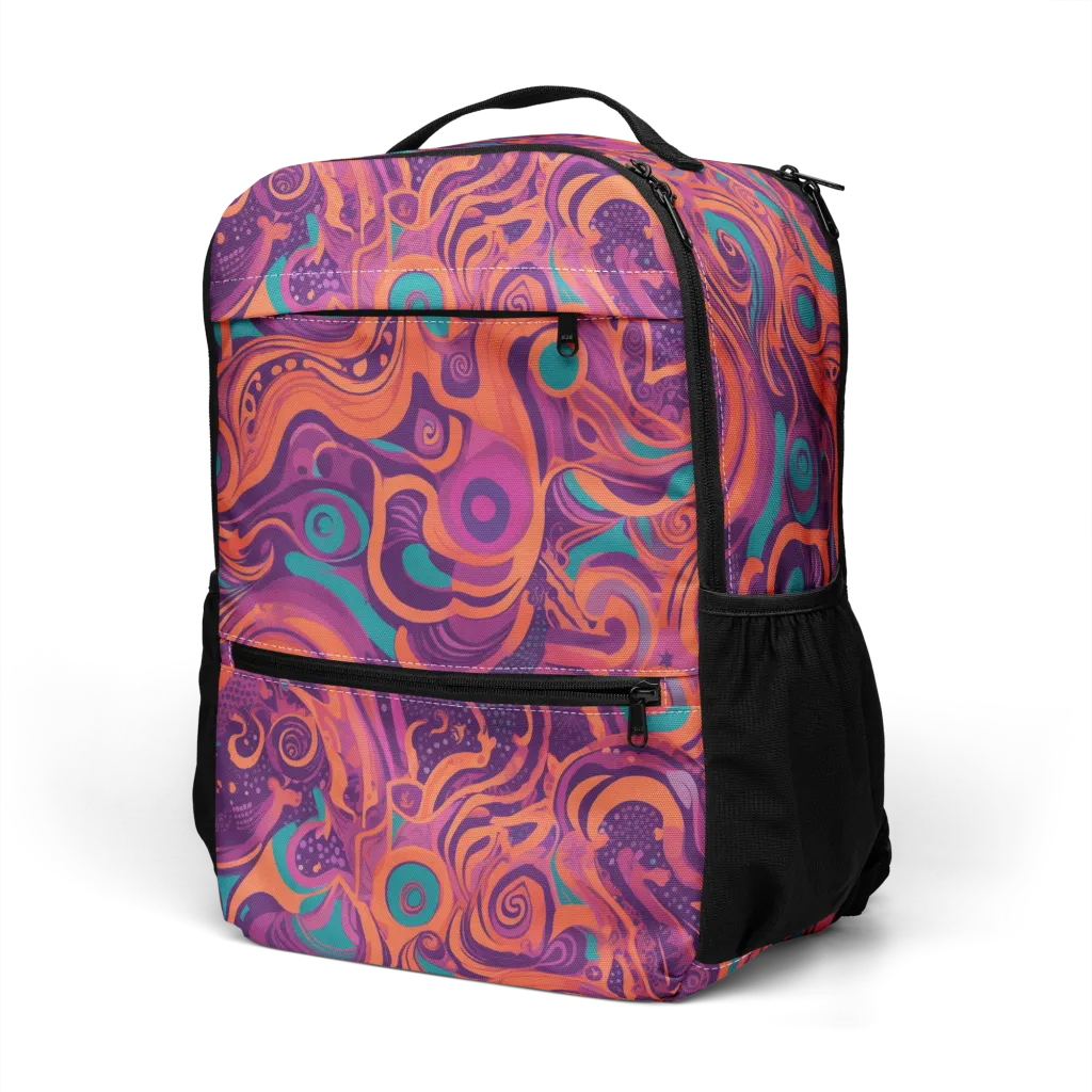 Psychedelic Paisley on Utility Backpack — Left Front