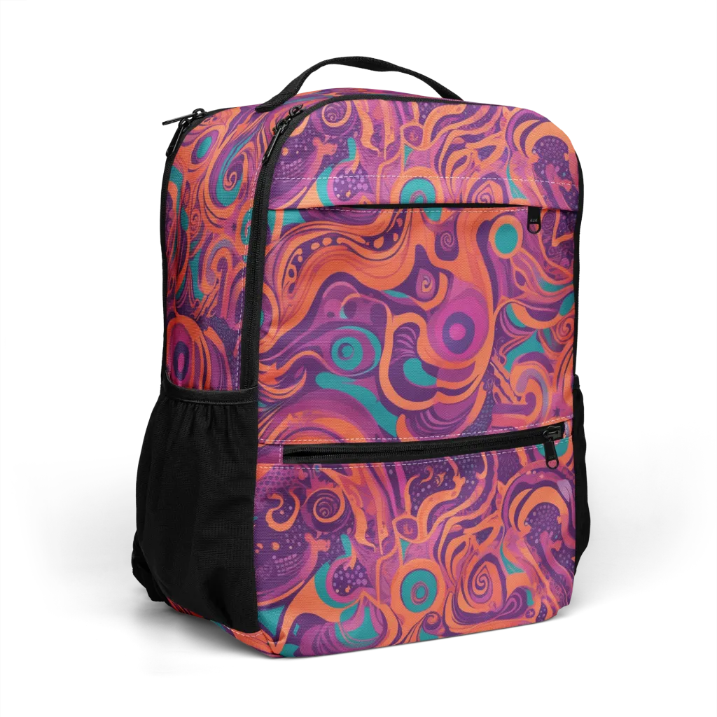 Psychedelic Paisley on Utility Backpack — Right Front