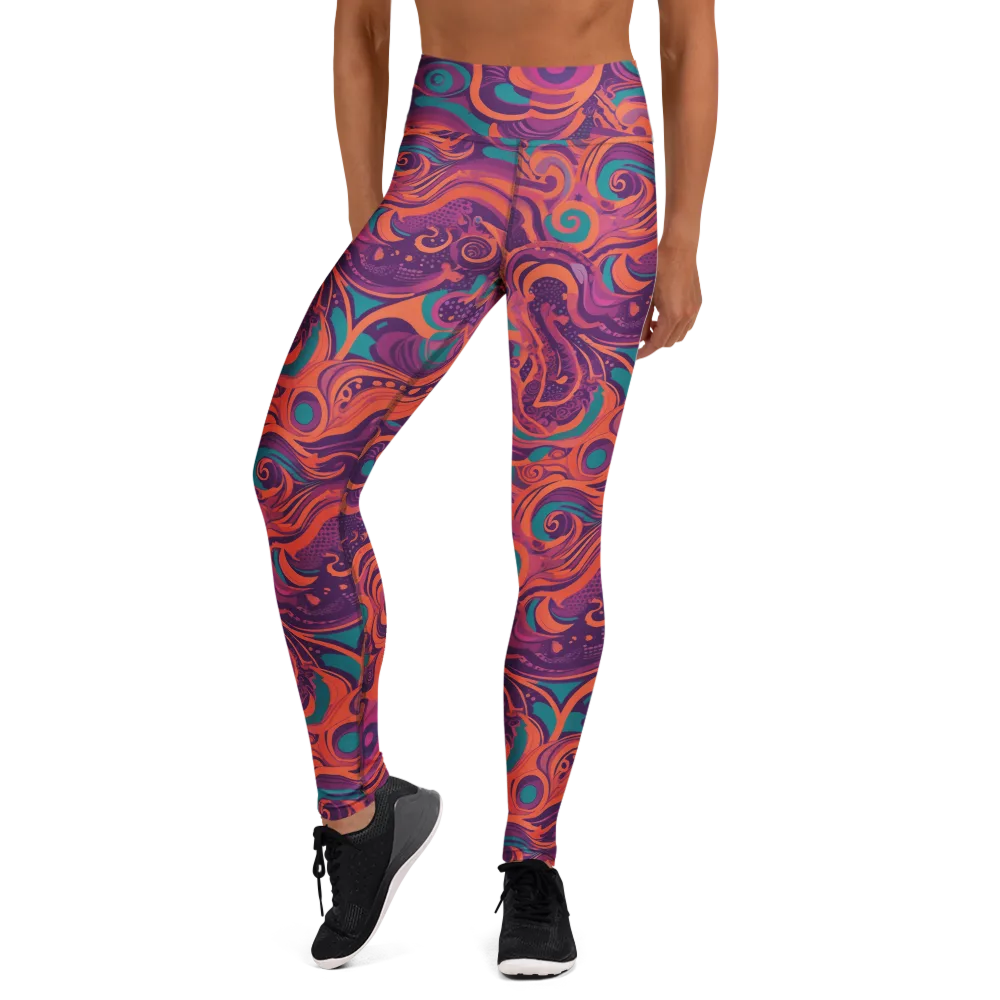Psychedelic Paisley on Yoga Leggings — Front