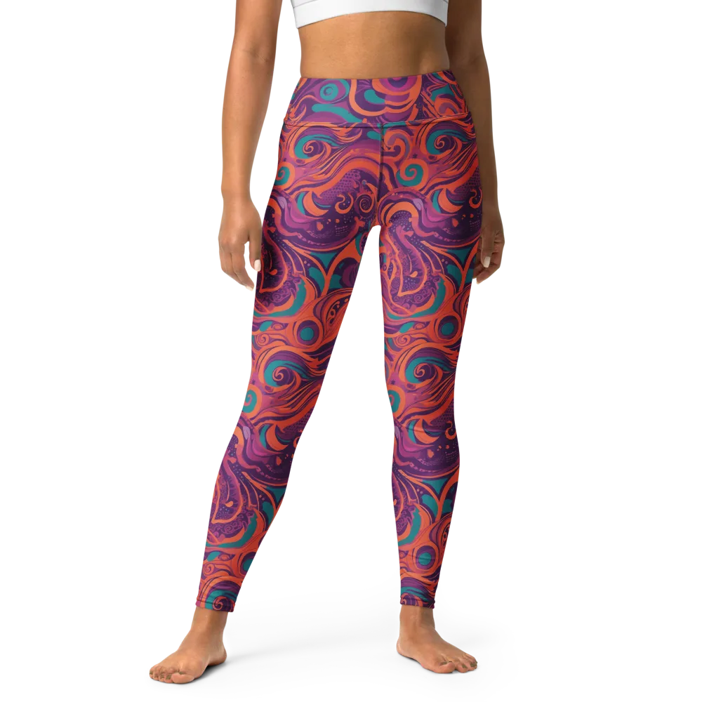 Psychedelic Paisley on Yoga Leggings — Front