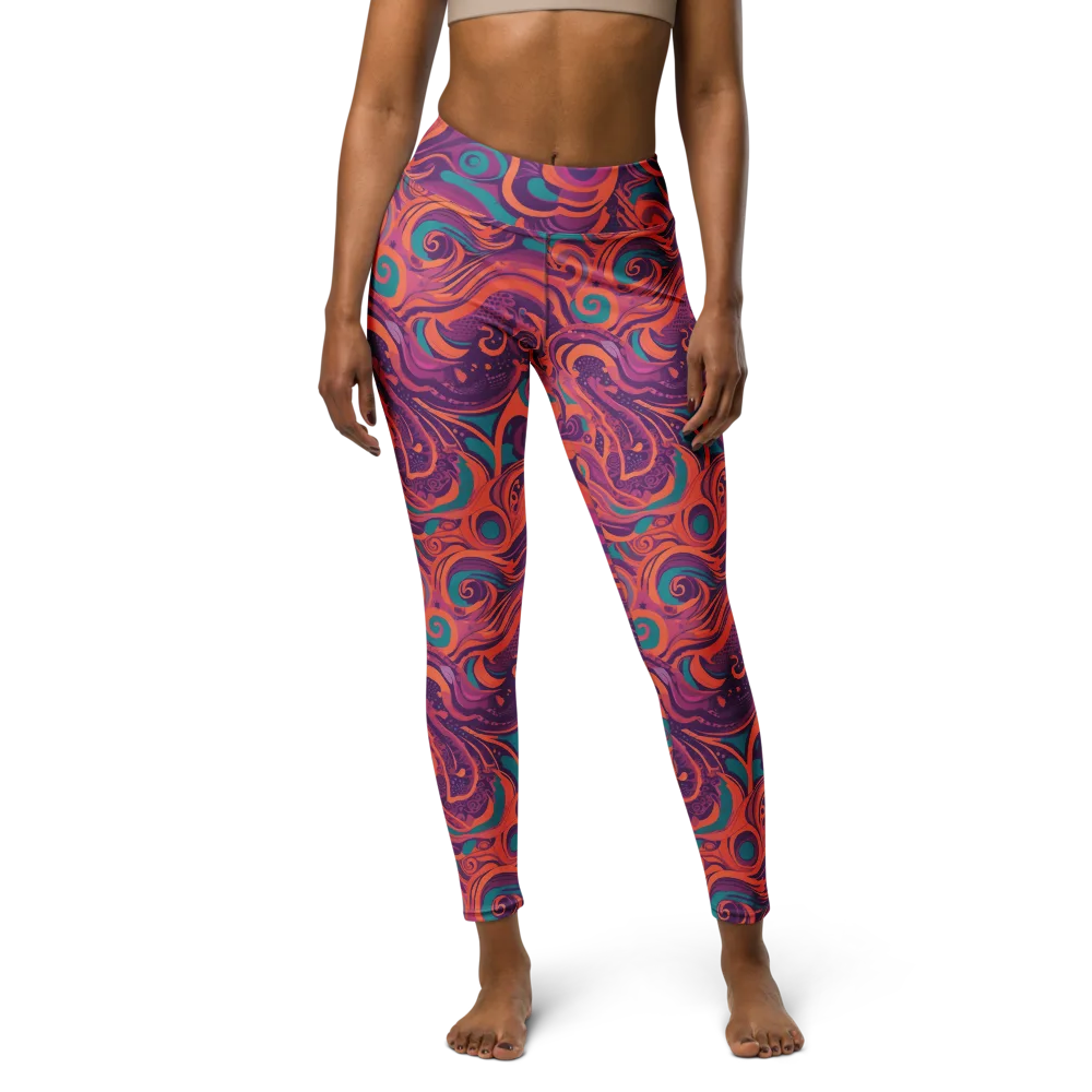 Psychedelic Paisley on Yoga Leggings — Front