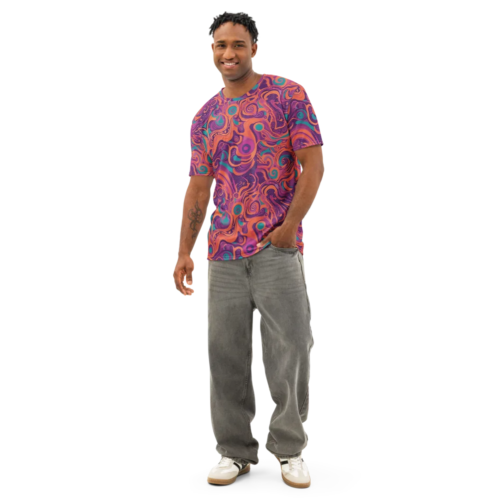 Psychedelic Paisley on Men's Cotton Crew Neck T-Shirt — Front