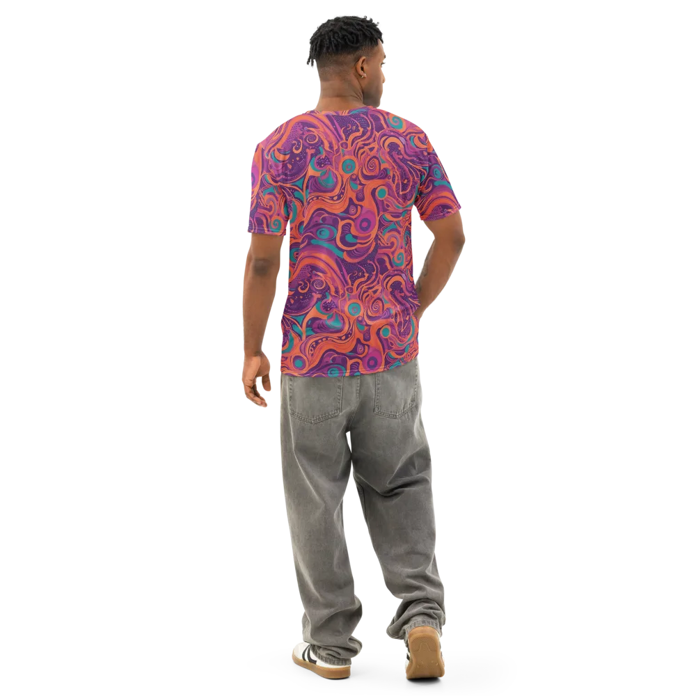 Psychedelic Paisley on Men's Cotton Crew Neck T-Shirt — Back