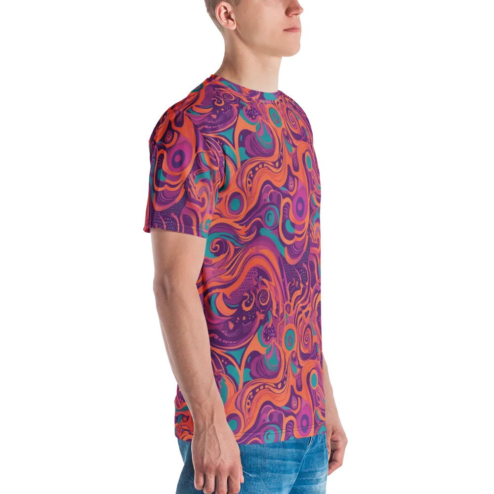 Psychedelic Paisley on Men's Crew Neck T-Shirt — Right