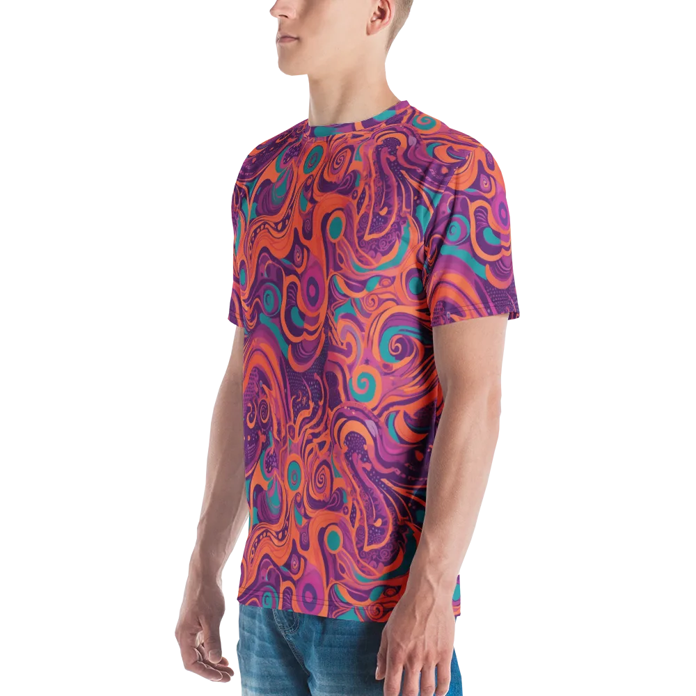 Psychedelic Paisley on Men's Crew Neck T-Shirt — Left