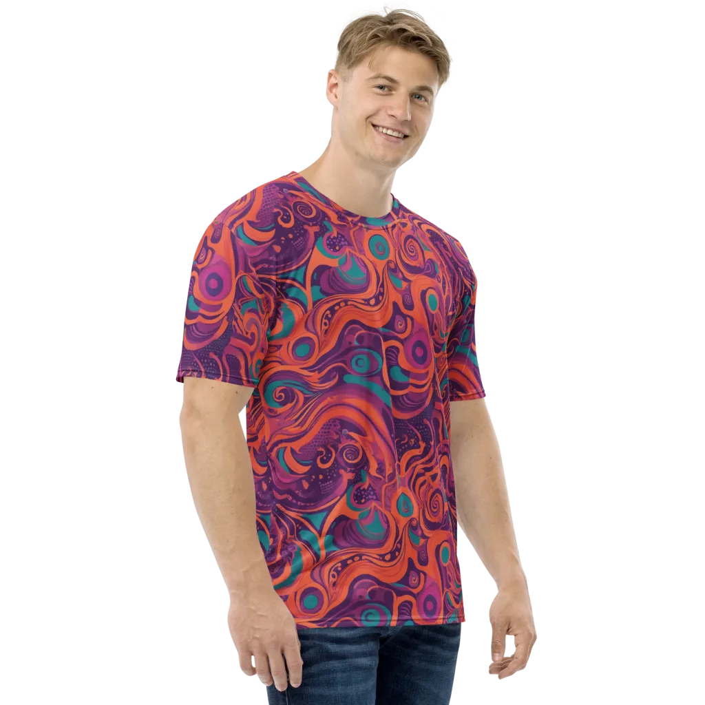 Psychedelic Paisley on Men's Crew Neck T-Shirt — Right