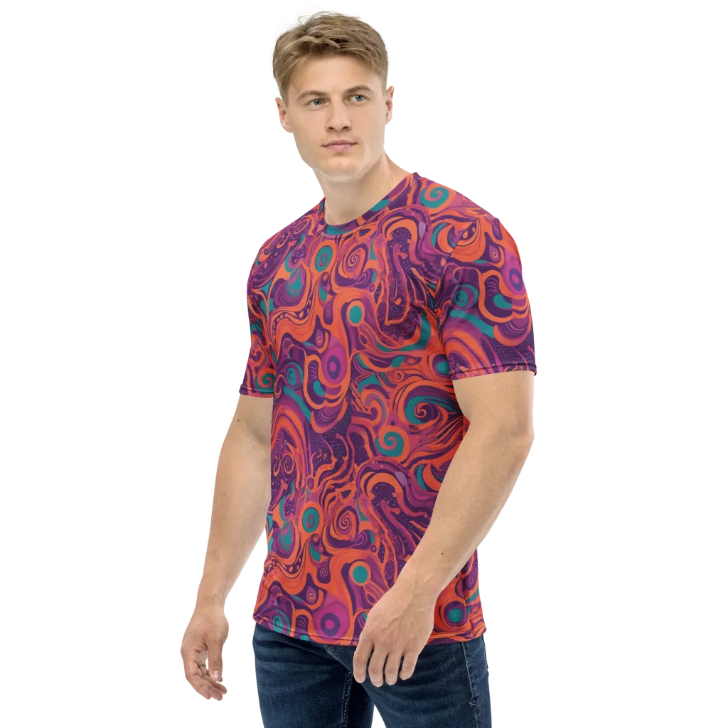 Psychedelic Paisley on Men's Crew Neck T-Shirt — Left