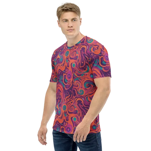 Psychedelic Paisley on a Men's Crew Neck T-Shirt
