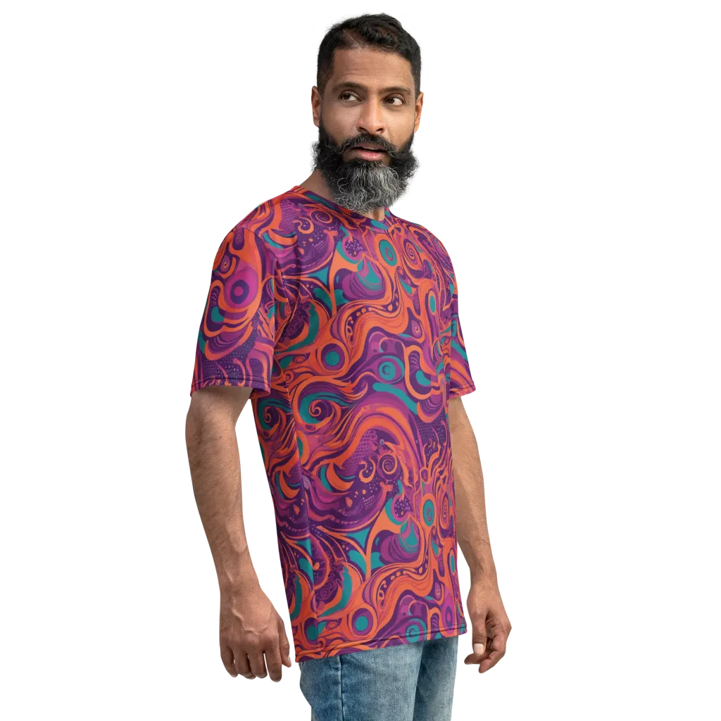 Psychedelic Paisley on Men's Crew Neck T-Shirt — Right