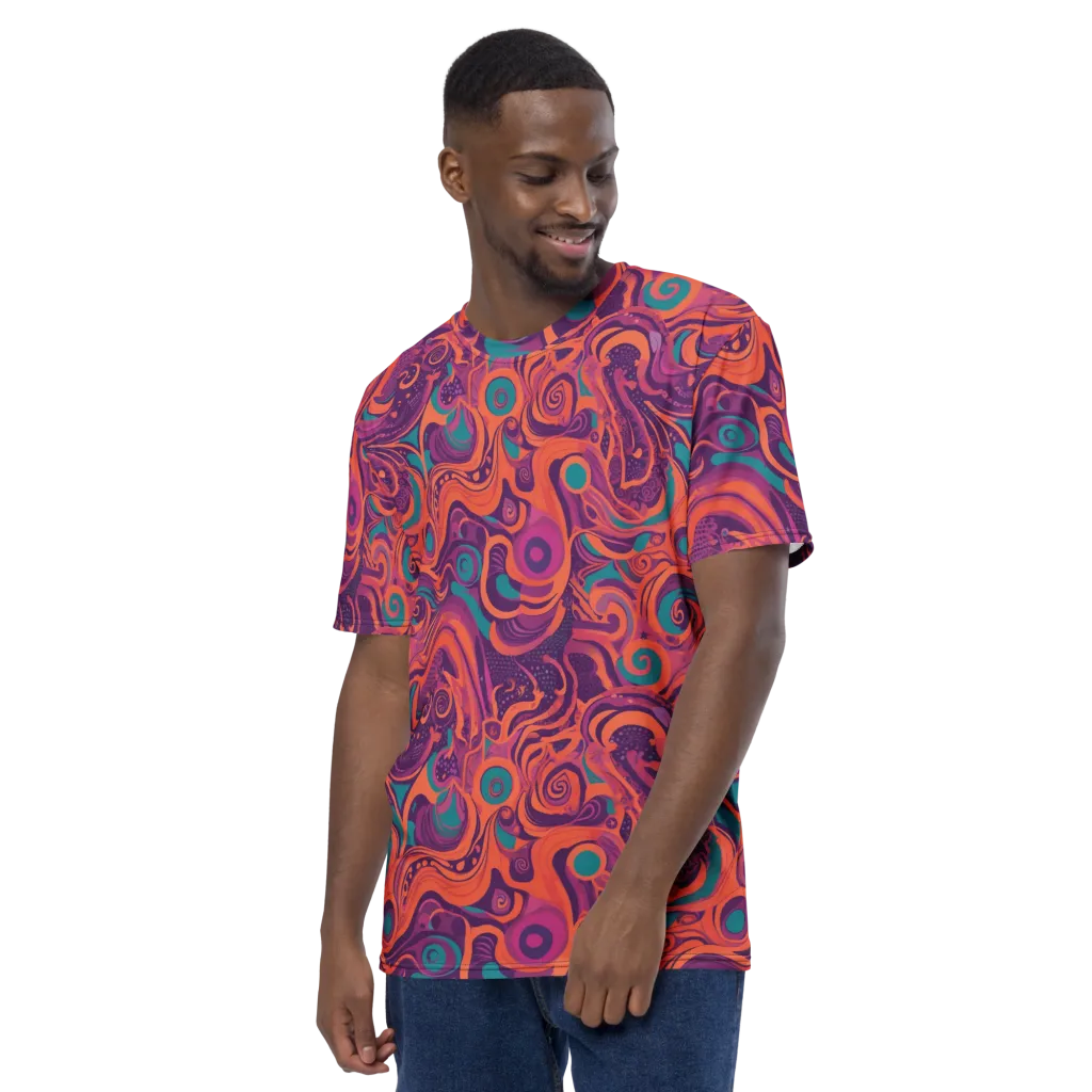 Psychedelic Paisley on Men's Crew Neck T-Shirt — Left