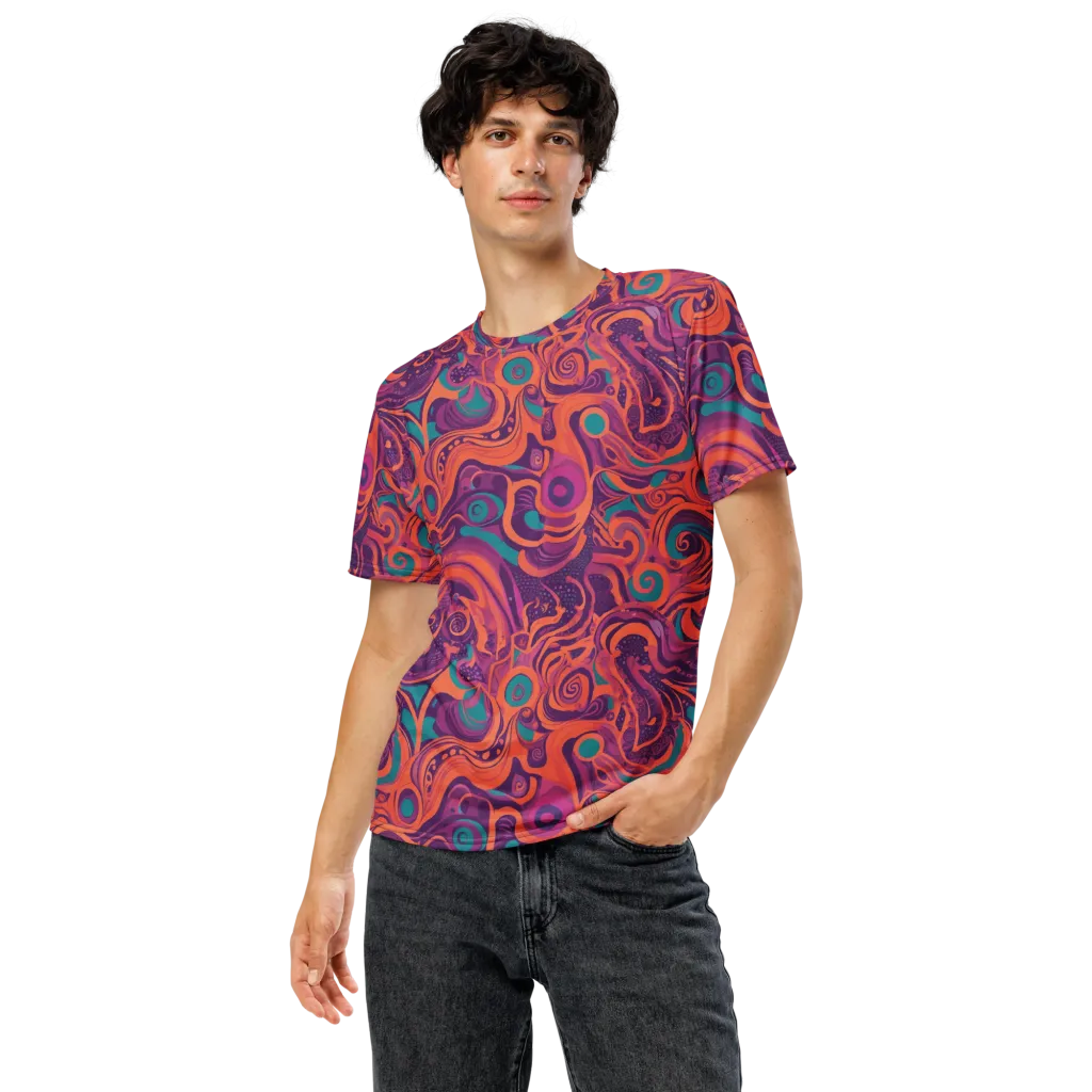 Psychedelic Paisley on Men's Crew Neck T-Shirt — Front