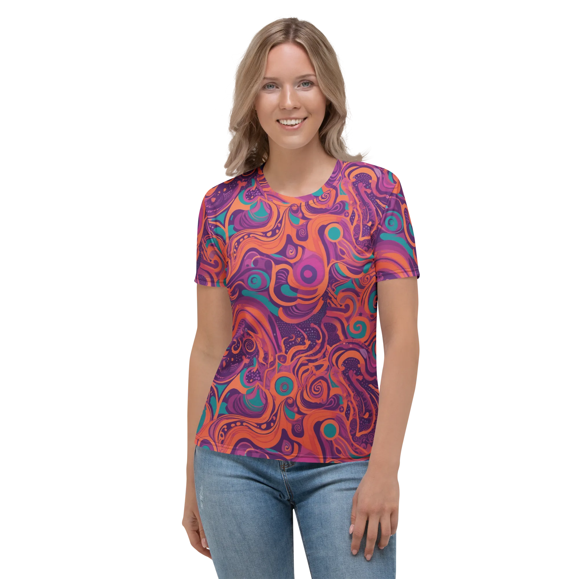Psychedelic Paisley on Women's Crew Neck T-Shirt — Front