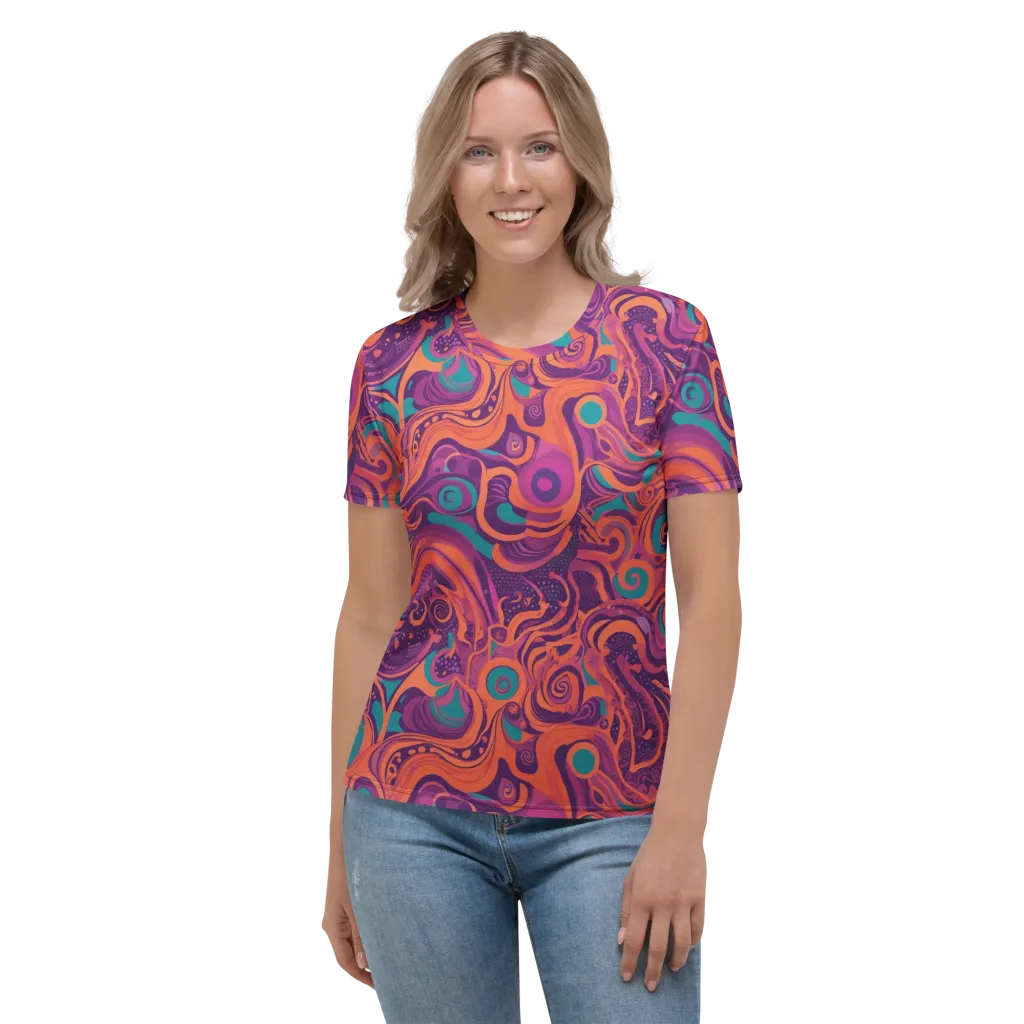 Psychedelic Paisley on Women's Crew Neck T-Shirt — Front