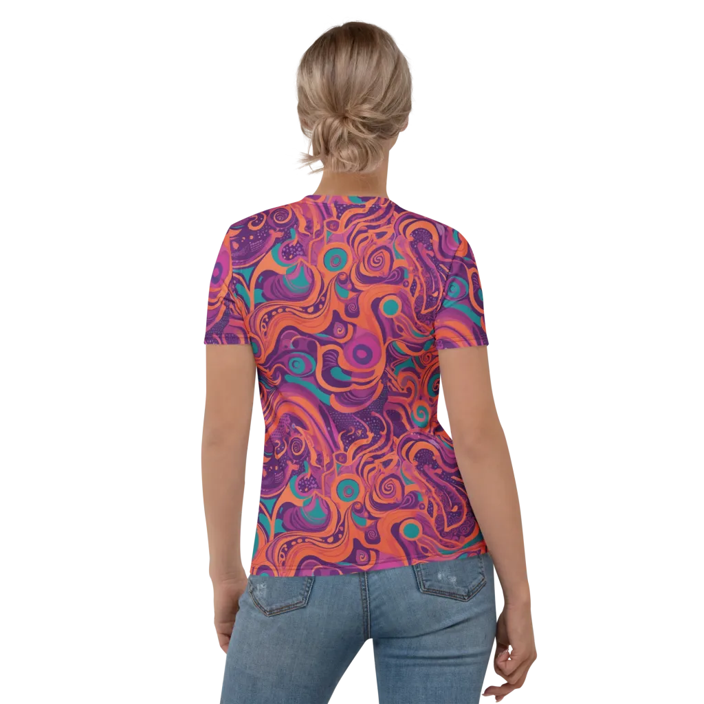 Psychedelic Paisley on Women's Crew Neck T-Shirt — Back