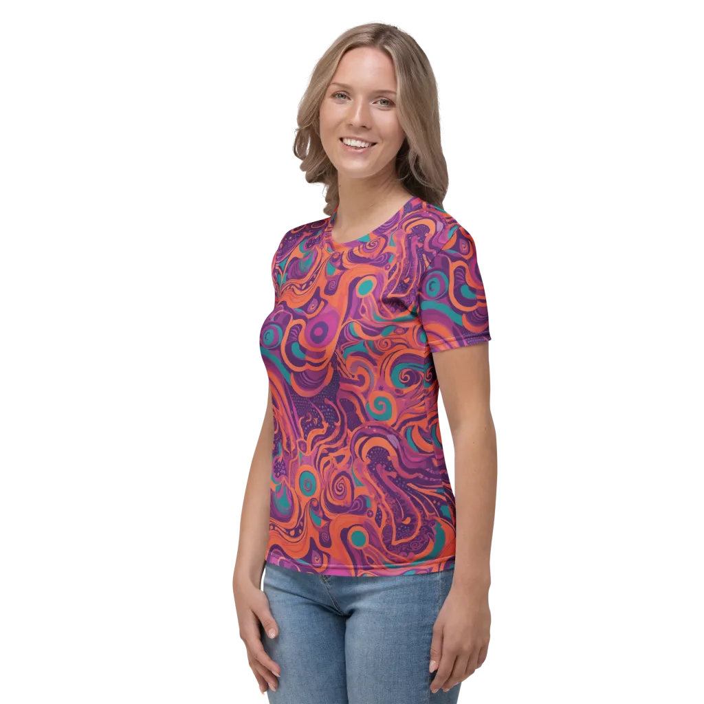 Psychedelic Paisley on Women's Crew Neck T-Shirt — Left