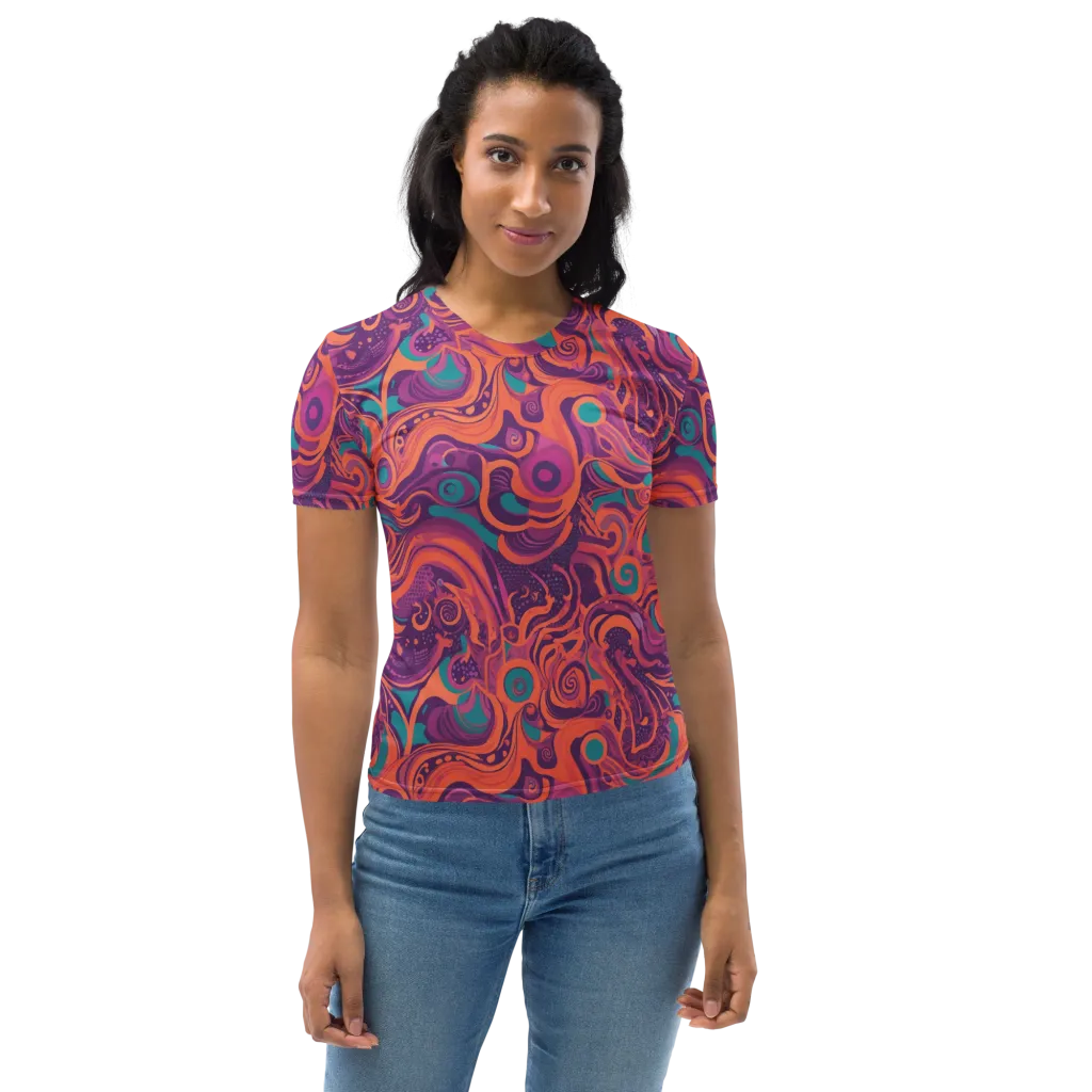 Psychedelic Paisley on Women's Crew Neck T-Shirt — Front