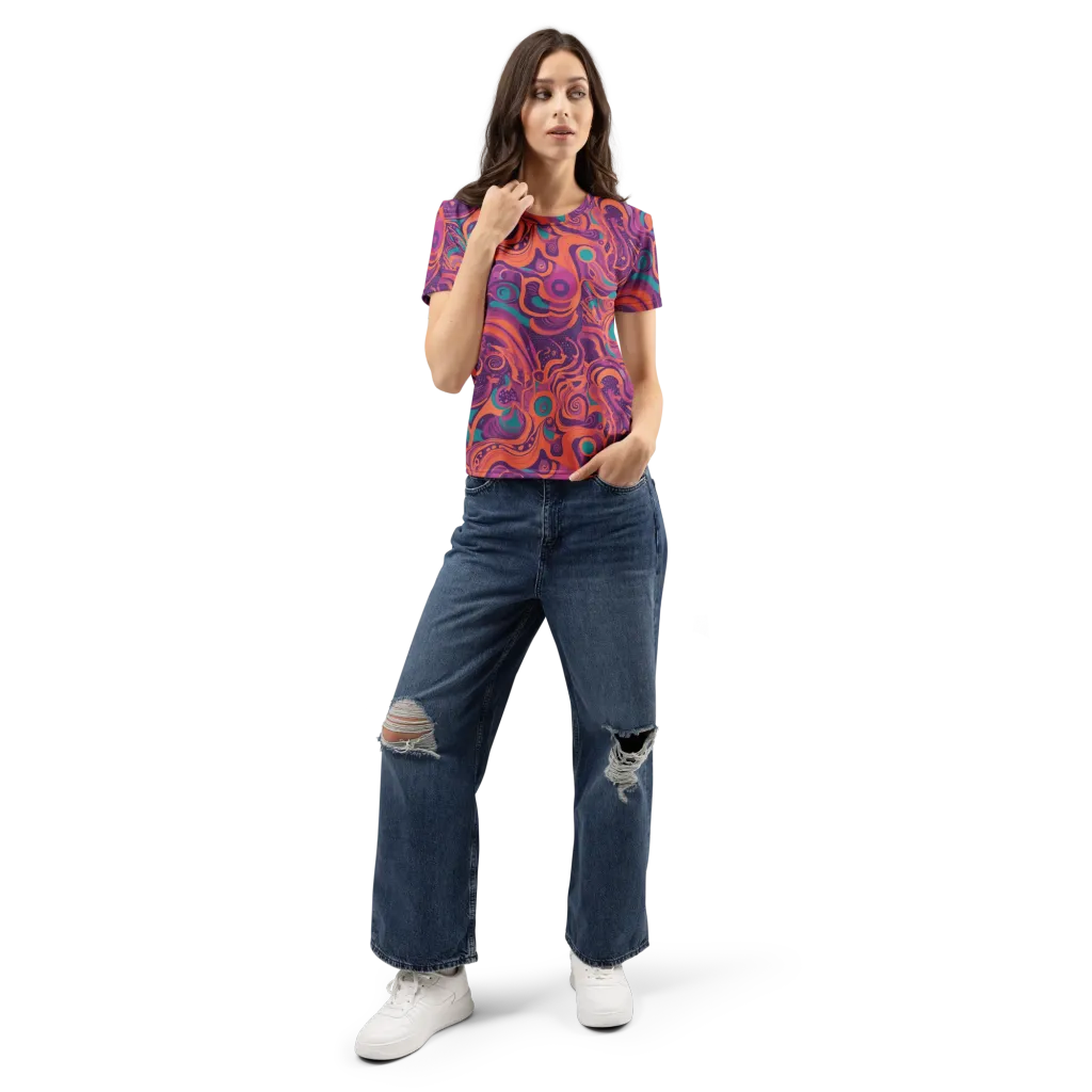 Psychedelic Paisley on Women's Crew Neck T-Shirt — Front