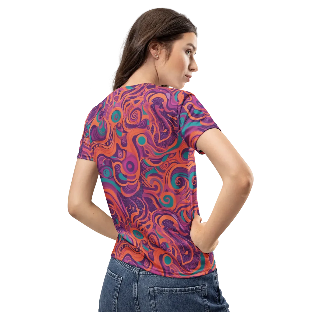 Psychedelic Paisley on Women's Crew Neck T-Shirt — Back