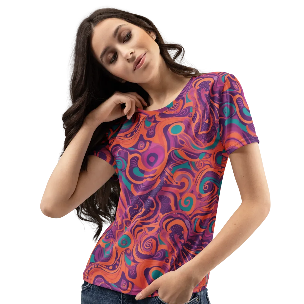 Psychedelic Paisley on Women's Crew Neck T-Shirt — Left Front