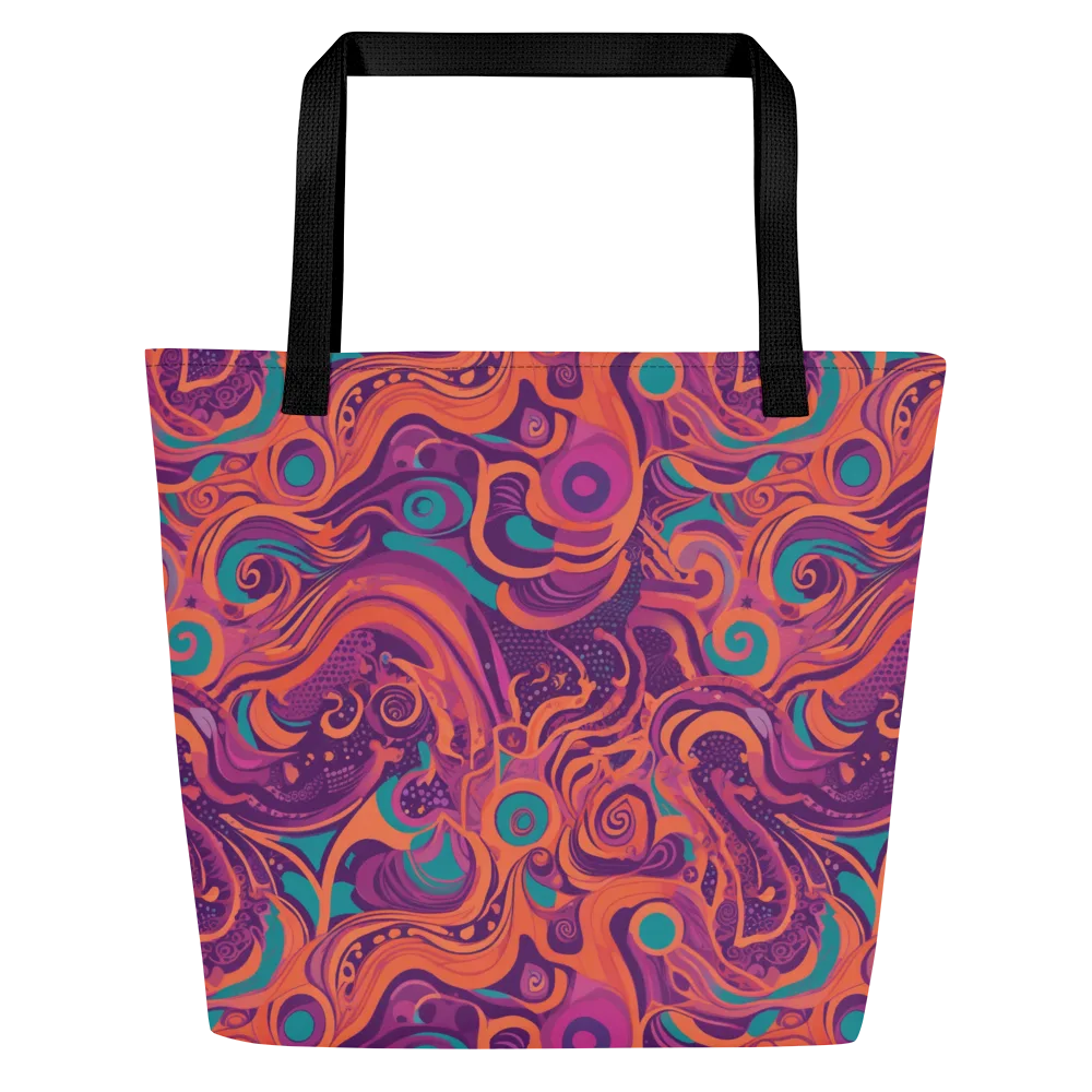Psychedelic Paisley on Large Tote Bag W/ Pocket — Front