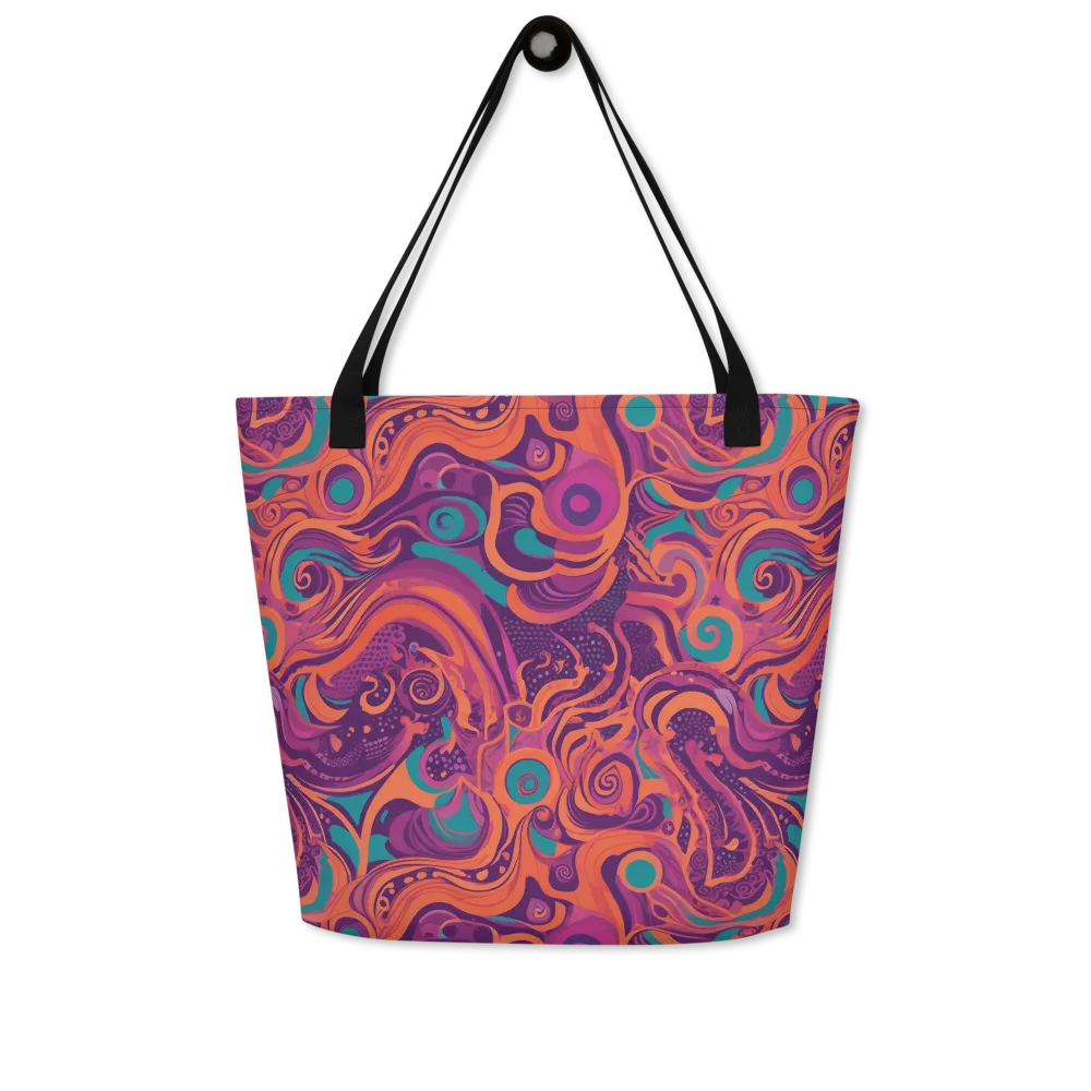 Psychedelic Paisley on Large Tote Bag W/ Pocket — Front