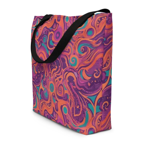Psychedelic Paisley on a Large Tote Bag W/ Pocket