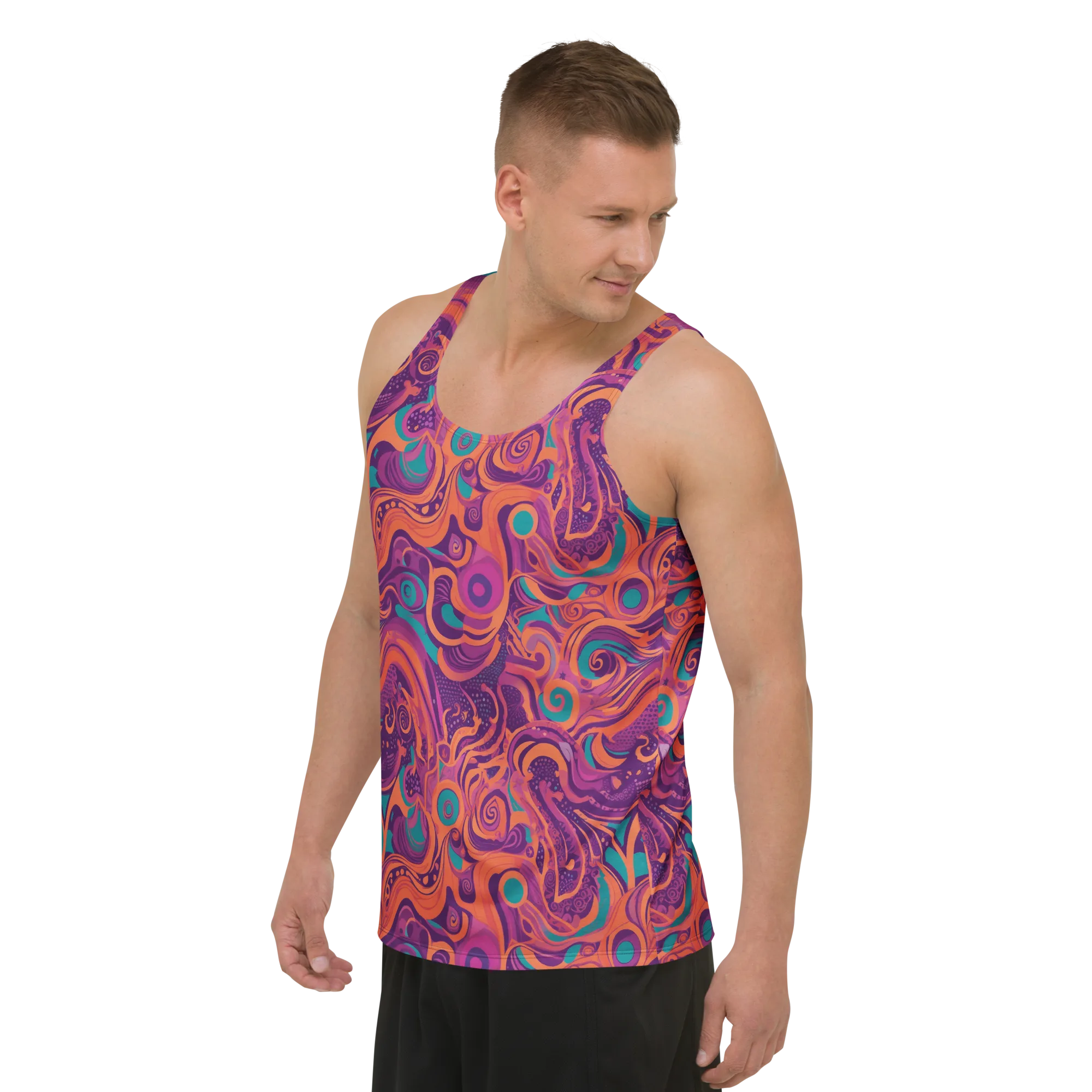 Psychedelic Paisley on Men's Tank Top — Left Front
