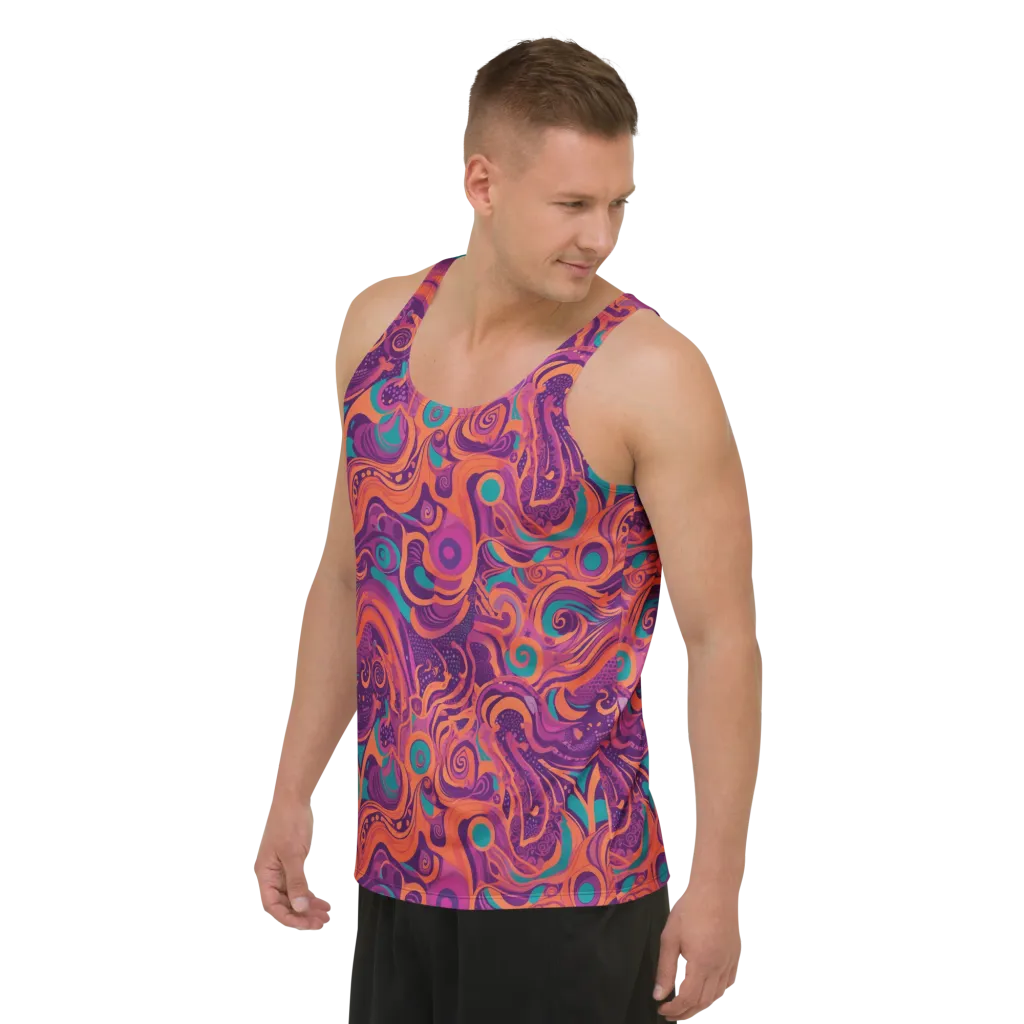 Psychedelic Paisley on Men's Tank Top — Left Front