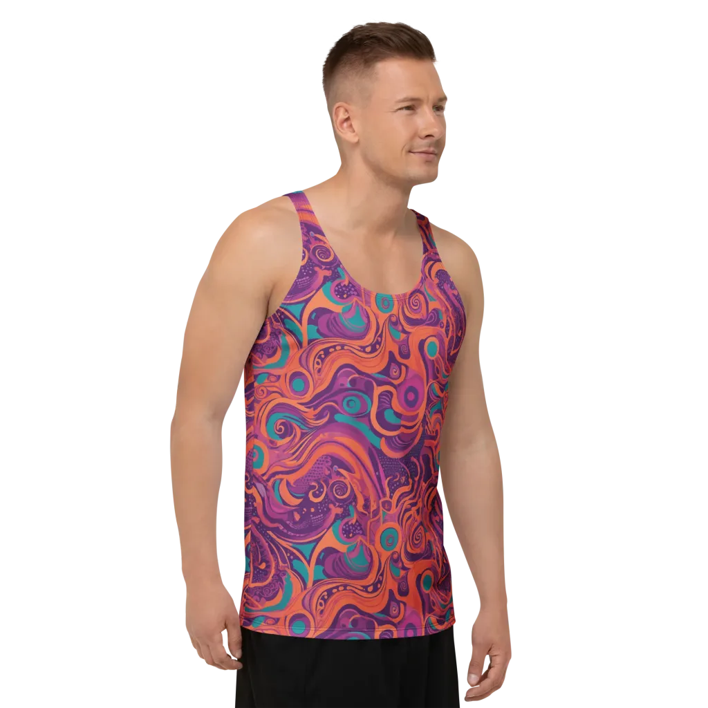 Psychedelic Paisley on Men's Tank Top — Right Front