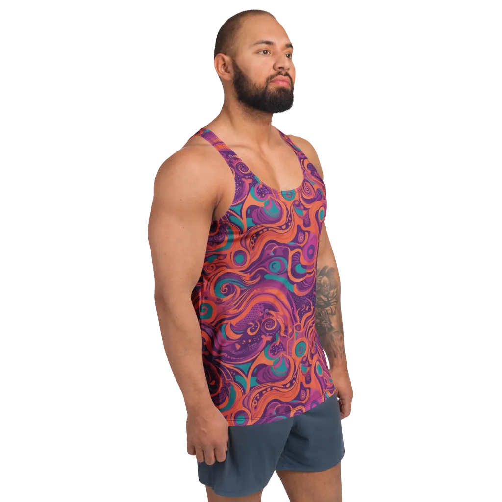 Psychedelic Paisley on Men's Tank Top — Right Front