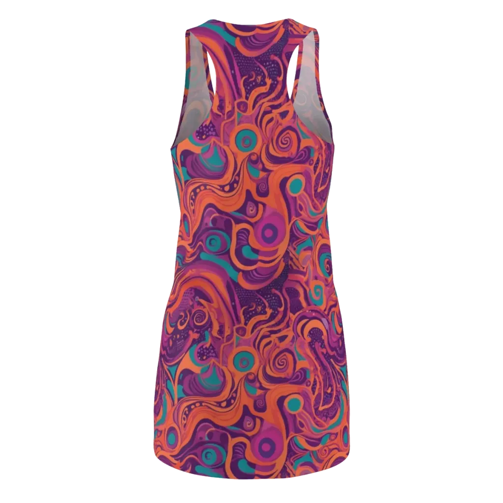 Psychedelic Paisley on Racerback Dress — Back