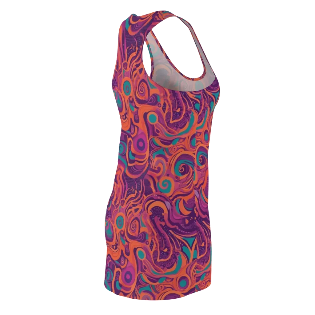 Psychedelic Paisley on Racerback Dress — Back Side